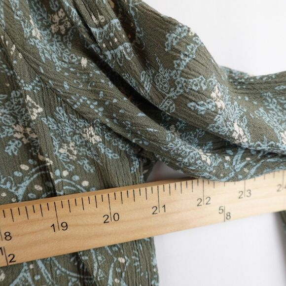 Mason & Belle Blouse Women's Large Green Pink Floral Tasseled Boho Peasant Hippy - Picture 4 of 9